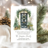 Watercolor Christmas Door  Moving Announcement Aankondiging