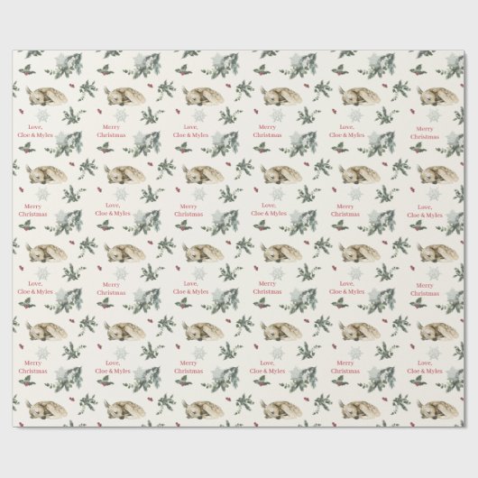 Watercolor Christmas Elegant Wrapping Paper Cadeaupapier (Vlak)