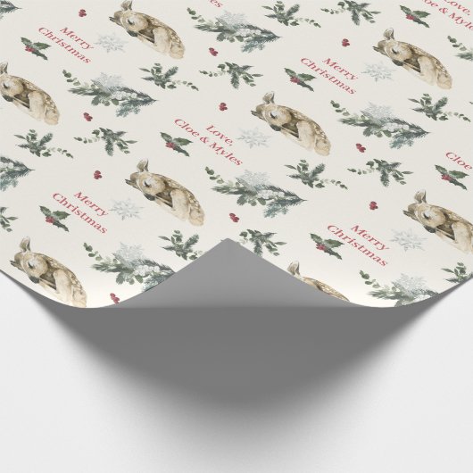 Watercolor Christmas Elegant Wrapping Paper Cadeaupapier (Hoek)