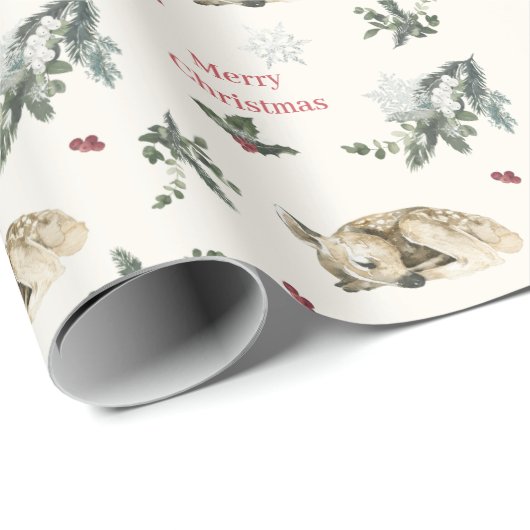 Watercolor Christmas Elegant Wrapping Paper Cadeaupapier (Rol Hoek)