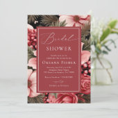 Watercolor Christmas Floral Winter Bridal Shower Kaart (Staand voorkant)