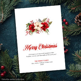 Watercolor Christmas Flowers Stylish Greeting Card Feestdagenkaart