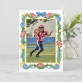 Watercolor Christmas Football Garland & Tree Photo Feestdagenkaart (Staand voorkant)
