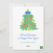 Watercolor Christmas Football Garland & Tree Photo Feestdagenkaart (Achterkant)