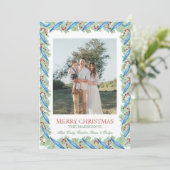 Watercolor Christmas Garland Nutcracker 2 Photos Feestdagenkaart (Staand voorkant)