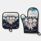 Watercolor Christmas Gnomes Personalized Ovenwant & Pannenlap Set (Voorkant)