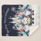 Watercolor Christmas Gnomes Personalized Sherpa Deken (Voorkant (horizontaal))