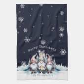 Watercolor Christmas Gnomes Personalized Theedoek (Verticaal)