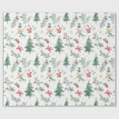 Watercolor Christmas Greenery Wrapping Paper Cadeaupapier (Vlak)