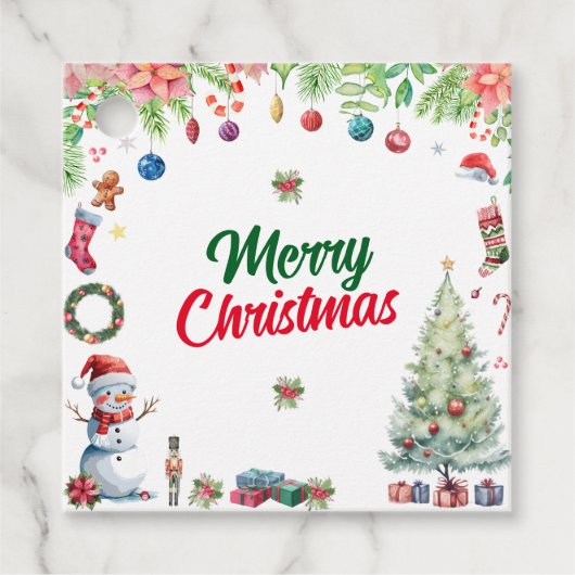 Watercolor Christmas Holiday Bedankjes Labels (Voorkant)