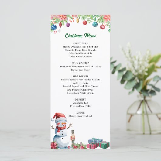 Watercolor Christmas Holiday Party Menu (Staand voorkant)