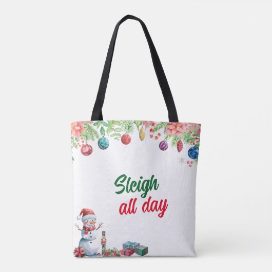 Watercolor Christmas Holiday Tote Bag (Achterkant)