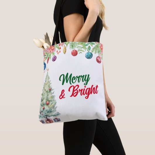 Watercolor Christmas Holiday Tote Bag (Dichtbij)