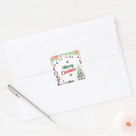 Watercolor Christmas Holiday Vierkante Sticker
