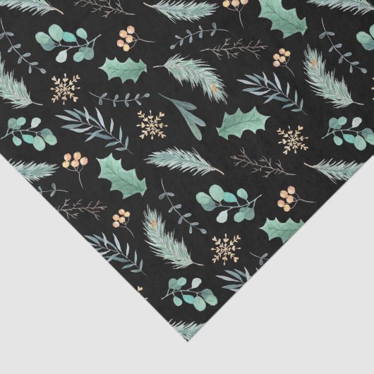 Watercolor Christmas Leaf Pattern Tissuepapier (Detail)