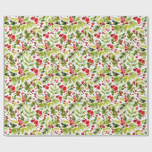 Watercolor Christmas Leaves and Berries Cadeaupapier (Vlak)