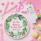 Watercolor Christmas MAHJONG Holiday Wreath  Papieren Bordje (Feest)