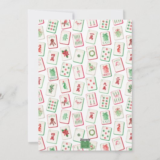 Watercolor Christmas Mahjong Tiles Party Feestdagenkaart (Achterkant)