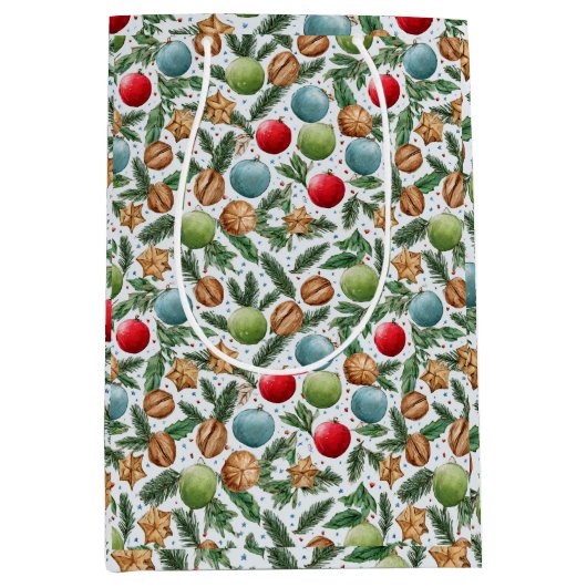 Watercolor Christmas Medium Cadeauzakje (Voorkant)