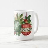 Watercolor Christmas Ornaments Holly Garland Koffiemok (Voorkant rechts)