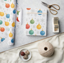 Watercolor Christmas Ornaments & Snowflakes -  Cadeaupapier