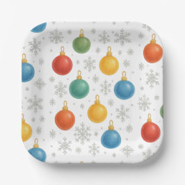 Watercolor Christmas Ornaments & Snowflakes -  Papieren Bordje