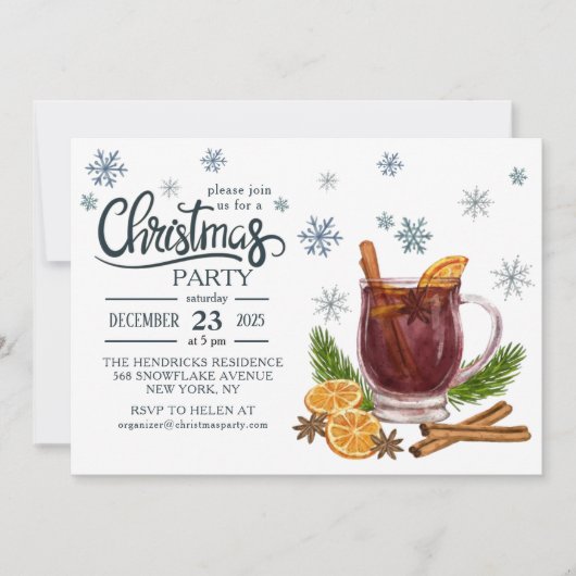 Watercolor Christmas Party Invitation Kaart (Voorkant)