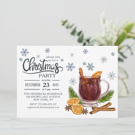 Watercolor Christmas Party Invitation Kaart (Staand voorkant)