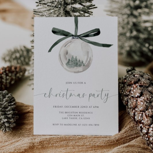 Watercolor Christmas Party Invitation Kaart