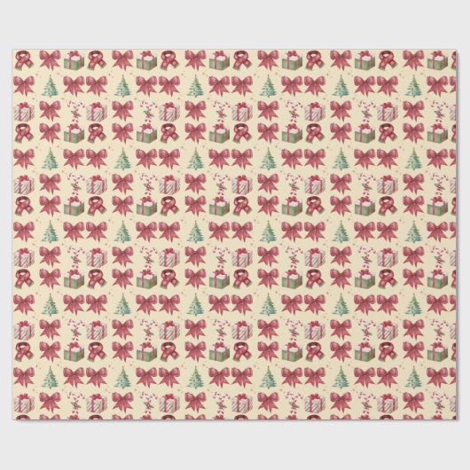 Watercolor Christmas Pattern Gift Cadeaupapier (Vlak)