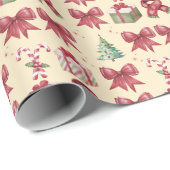 Watercolor Christmas Pattern Gift Cadeaupapier (Rol Hoek)
