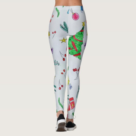 Watercolor Christmas Pattern Women's Leggings (Achterkant)