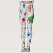 Watercolor Christmas Pattern Women's Leggings (Voorkant)