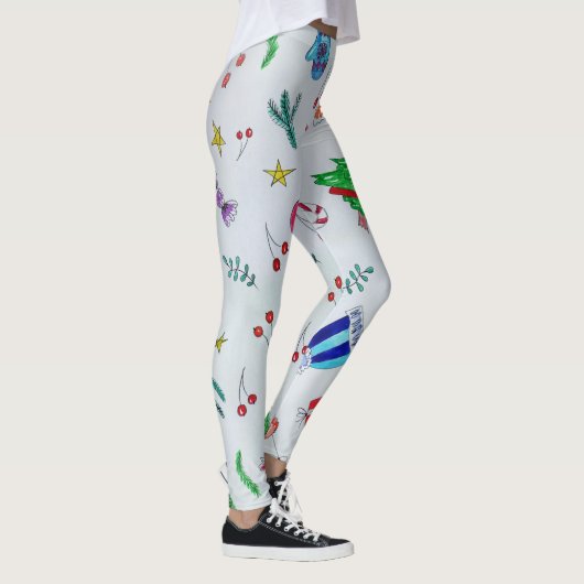Watercolor Christmas Pattern Women's Leggings (Rechts)