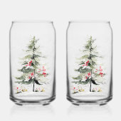 Watercolor Christmas Pine Trees Blikvorm Glas (Voorkant)