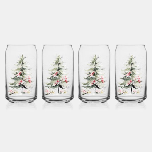 Watercolor Christmas Pine Trees Blikvorm Glas (Voorkant)