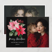 Watercolor Christmas Poinsettia Design Aankondiging (Voorkant / Achterkant)