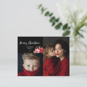 Watercolor Christmas Poinsettia Design Feestdagenkaart (Staand voorkant)