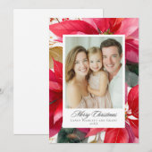 Watercolor Christmas Poinsettia Design Feestdagenkaart (Voorkant / Achterkant)