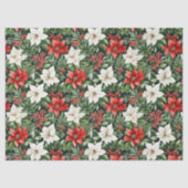 Watercolor Christmas Poinsettias and Berries Tissuepapier (Voorkant)
