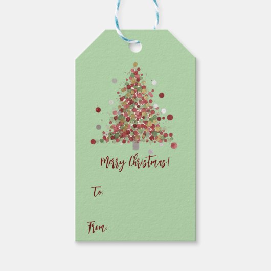 Watercolor Christmas Polka Dot Tree To & From Cadeaulabel (Voorkant)