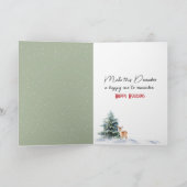 Watercolor Christmas Reindeer Feestdagen Kaart (Binnen)