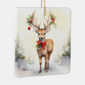 Watercolor Christmas Reindeer Keramisch Ornament (Rechts)