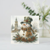 Watercolor Christmas Snowman Cozy Winter Holiday  Kaart (Staand voorkant)