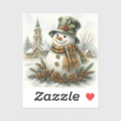 Watercolor Christmas Snowman Cozy Winter Holiday  Sticker (Vel)