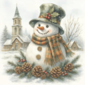 Watercolor Christmas Snowman Cozy Winter Holiday  Sticker (Voorkant)