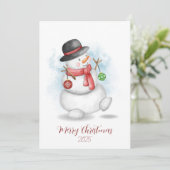 Watercolor Christmas snowman greetings card Kaart (Staand voorkant)