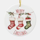 Watercolor Christmas Stockings Ornament (Voorkant)