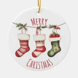 Watercolor Christmas Stockings Ornament