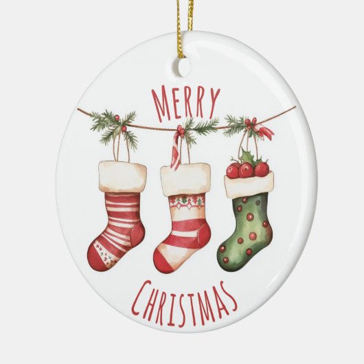 Watercolor Christmas Stockings Ornament (Links)